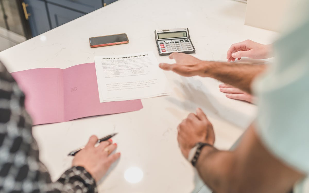 Reviewing property documents with a calculator
