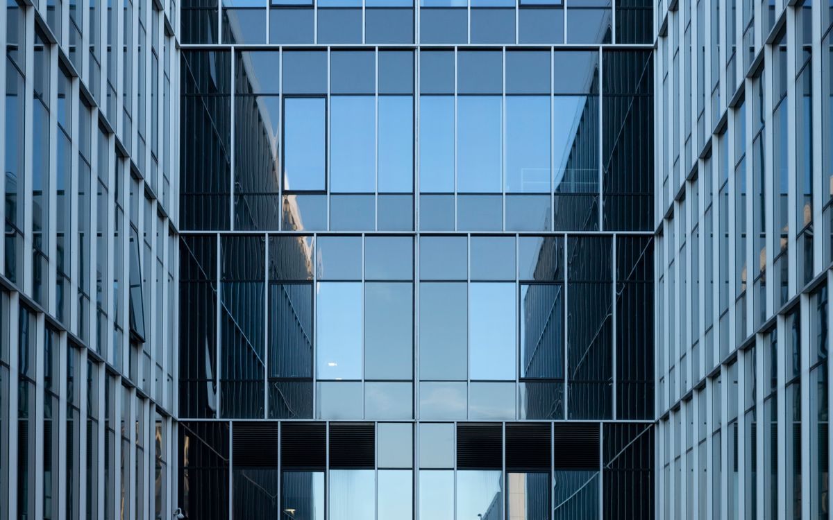 A modern glass office building