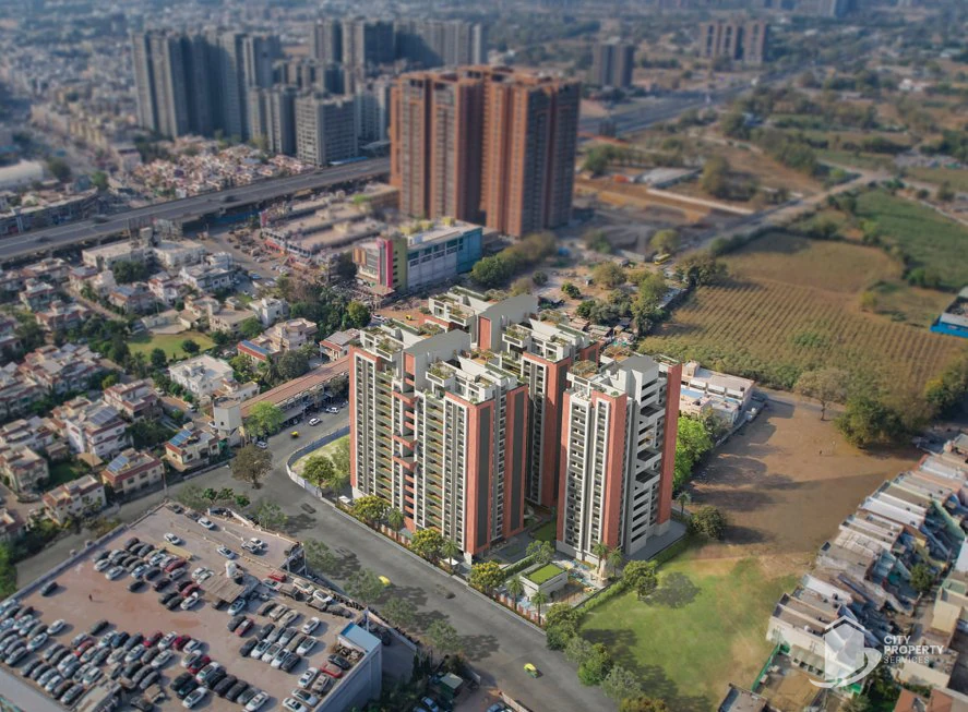 Akshar Ocean Pearl, Ambli, aerial view | City Property Services