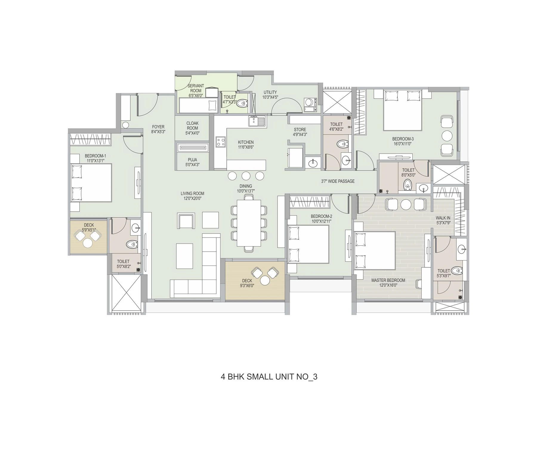 Ambrosia, 4 BHK Small Classic Unit 3 floor plan | City Property Services