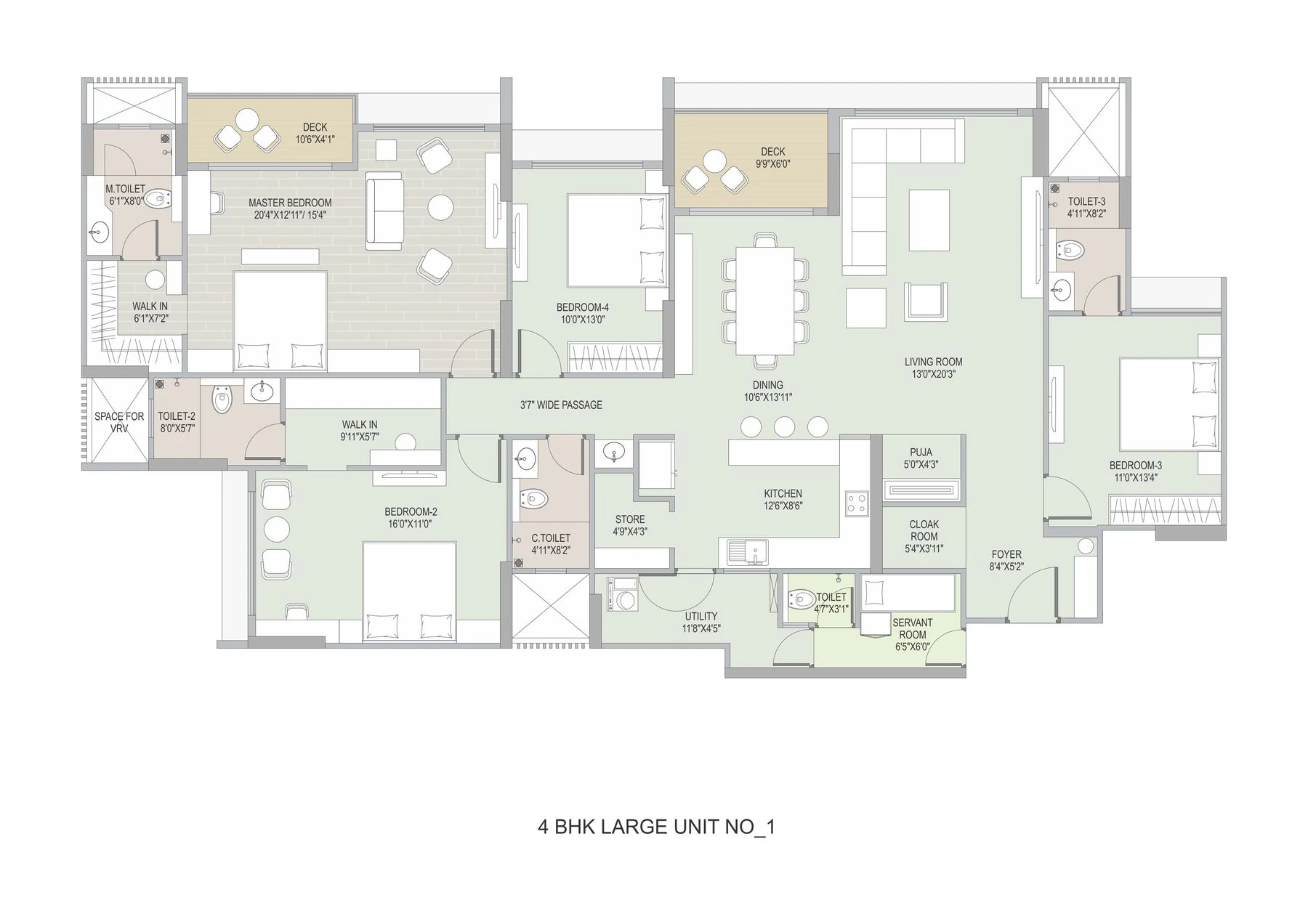 Ambrosia, 4 BHK Large Deluxe Unit 1 floor plan | City Property Services