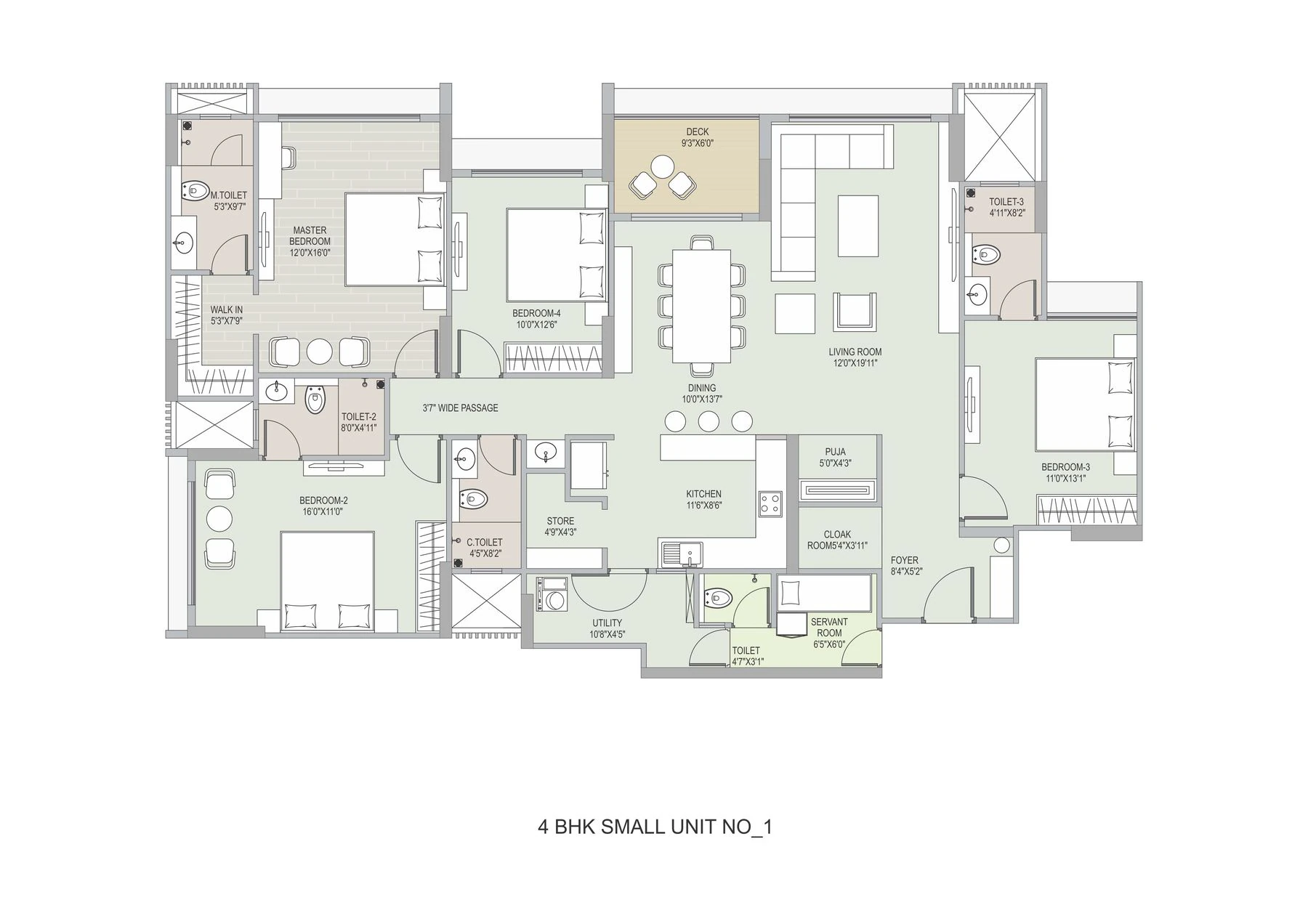 Ambrosia, 4 BHK Small Classic Unit 1 floor plan | City Property Services