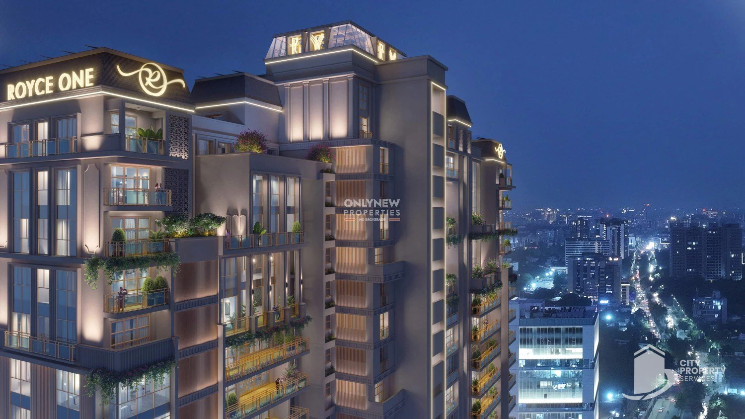 Rajyash Royce One, Ambli, night view | City Property Services