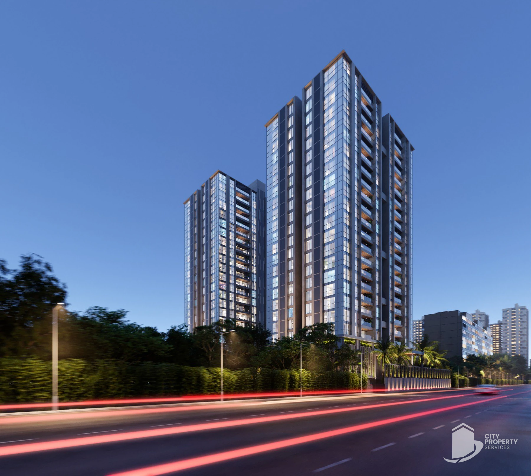 Satyamev Luxor, Ambli, night view | City Property Services