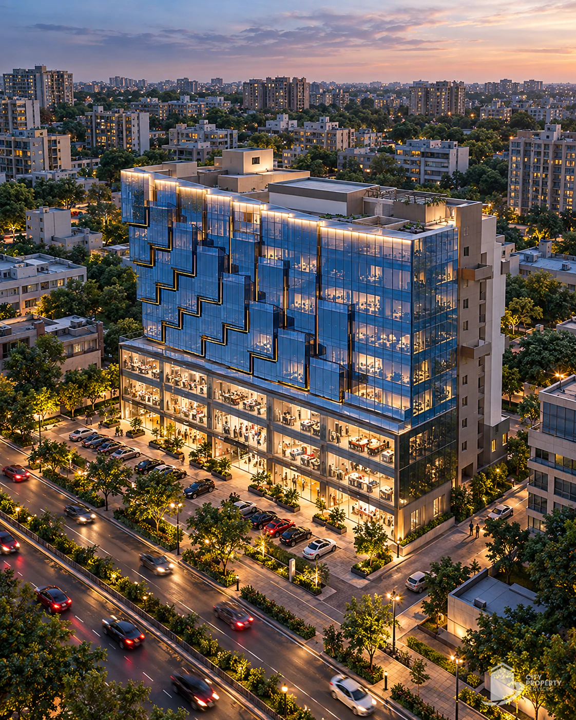 Shilp Sacred, Ambli, aerial view | City Property Services