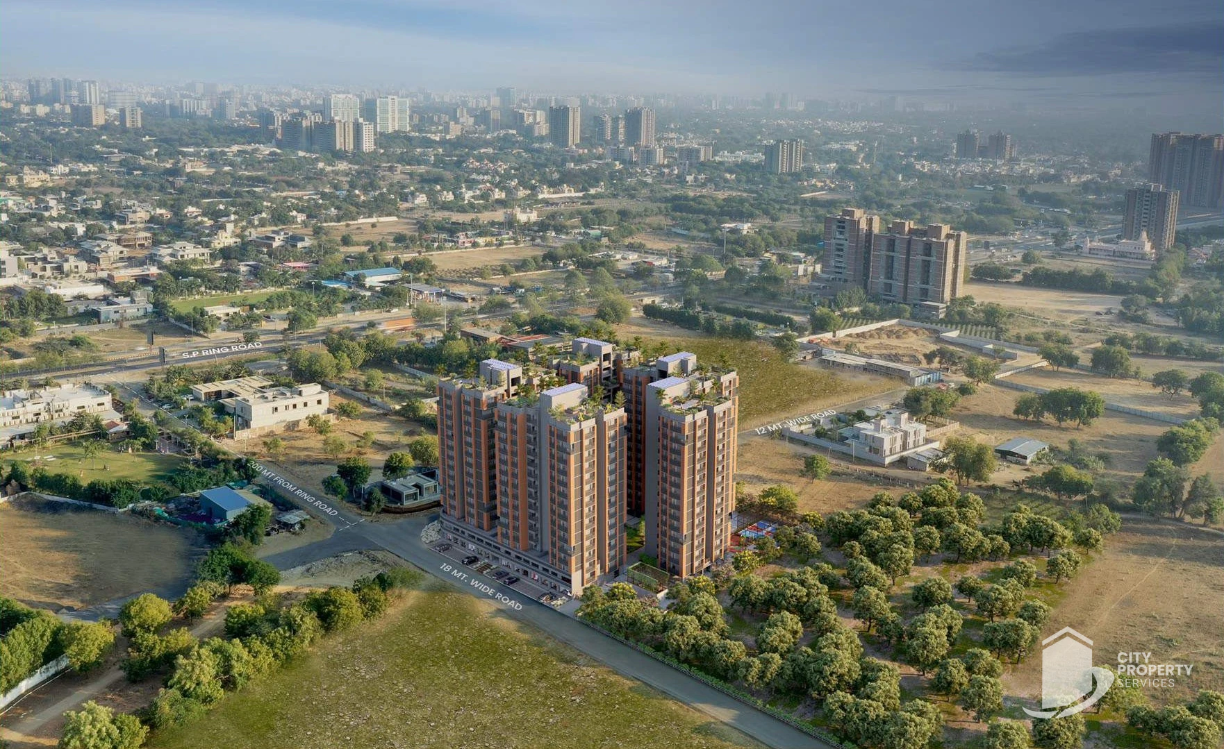 Aashray Aurum, Shilaj, aerial view | City Property Services