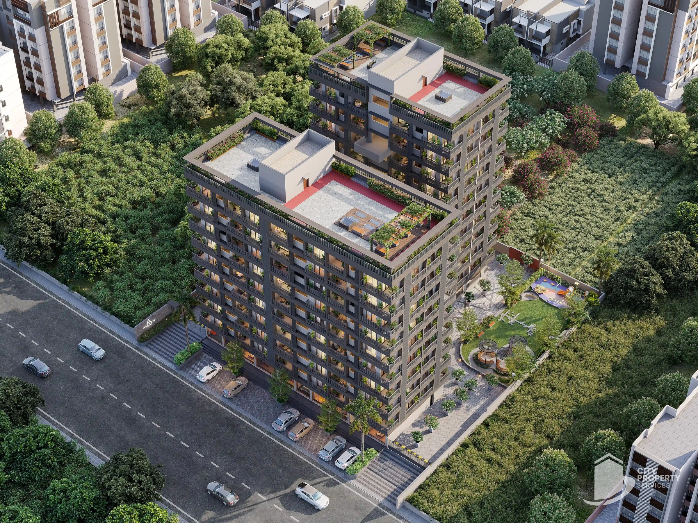 Alayam Heaven, Tragad, aerial view | City Property Services
