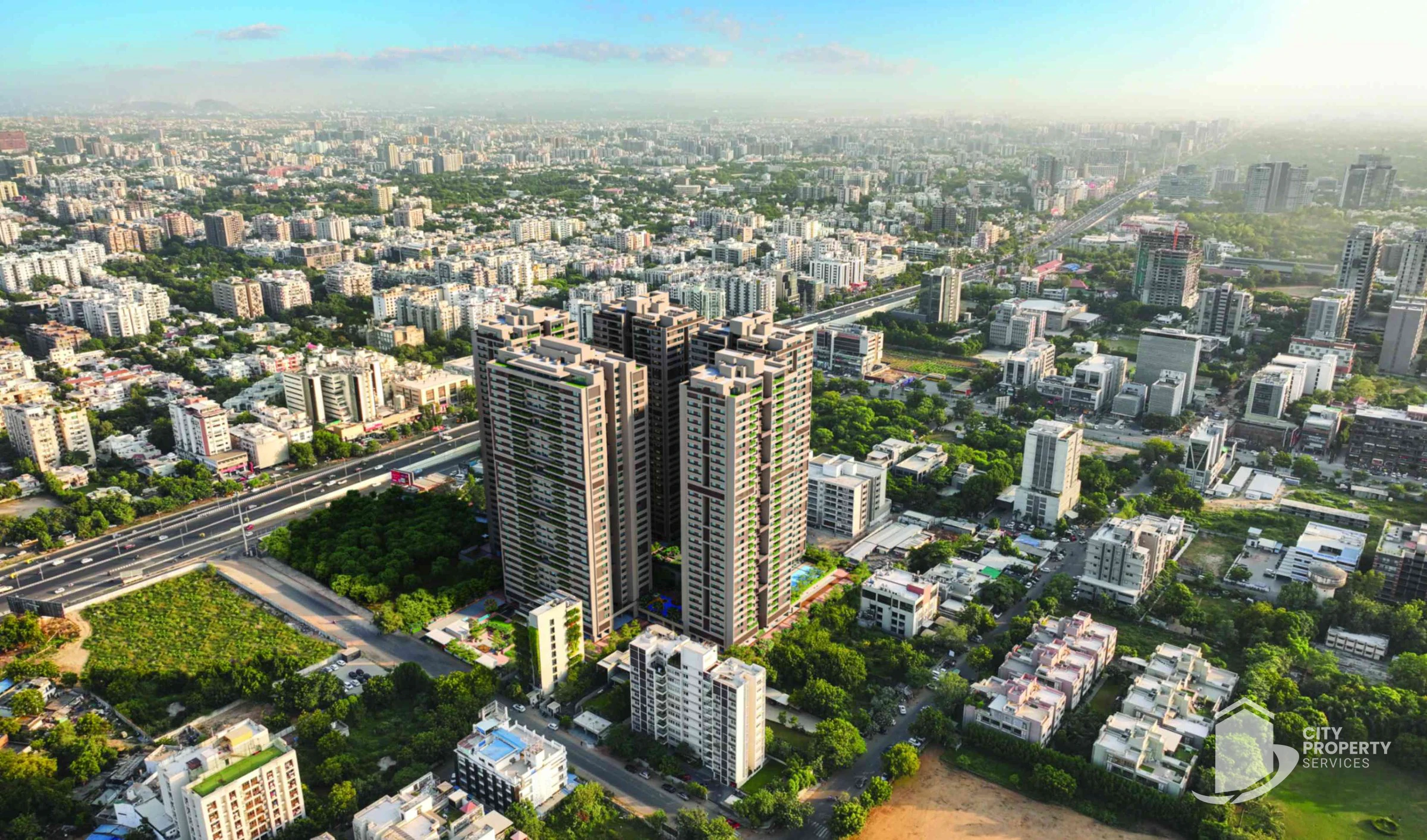 Anamika High Point, Bodakdev, aerial view | City Property Services