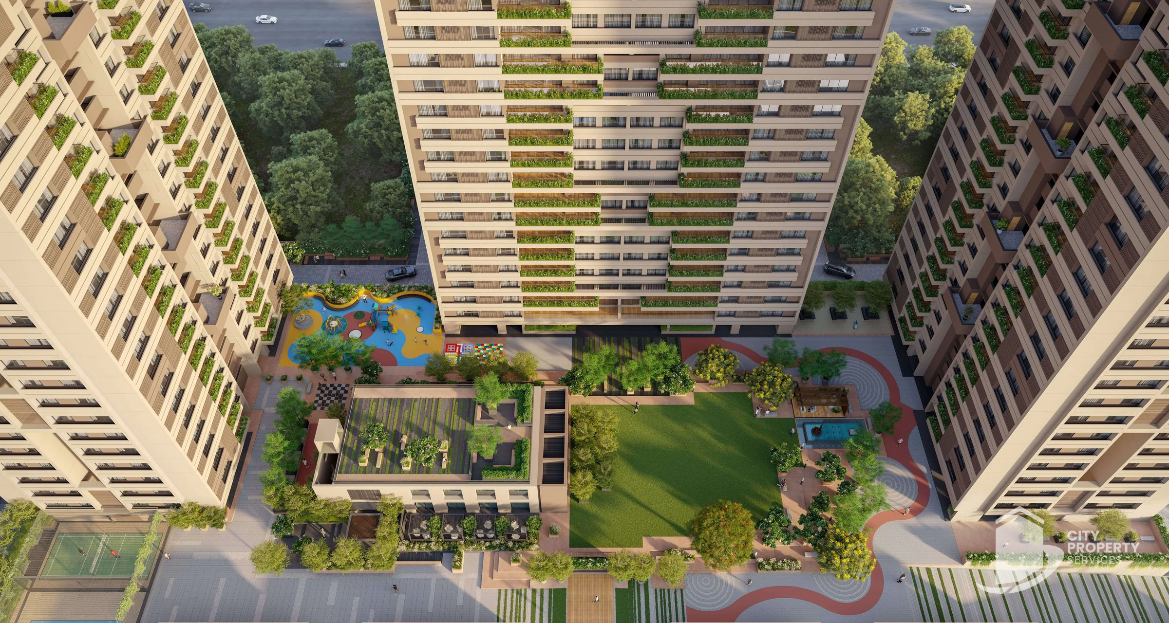 Anamika High Point, Bodakdev, aerial view | City Property Services