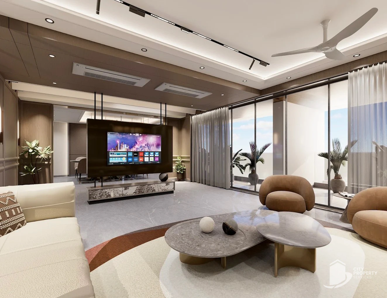 Artham 97, Vaishnodevi Circle, living room | City Property Services
