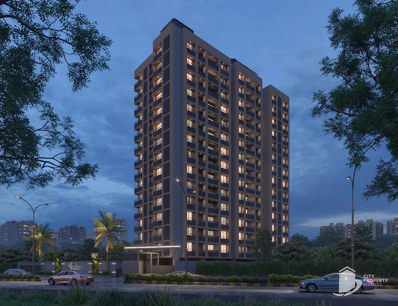 Callisto Emerald, Shilaj, night view | City Property Services