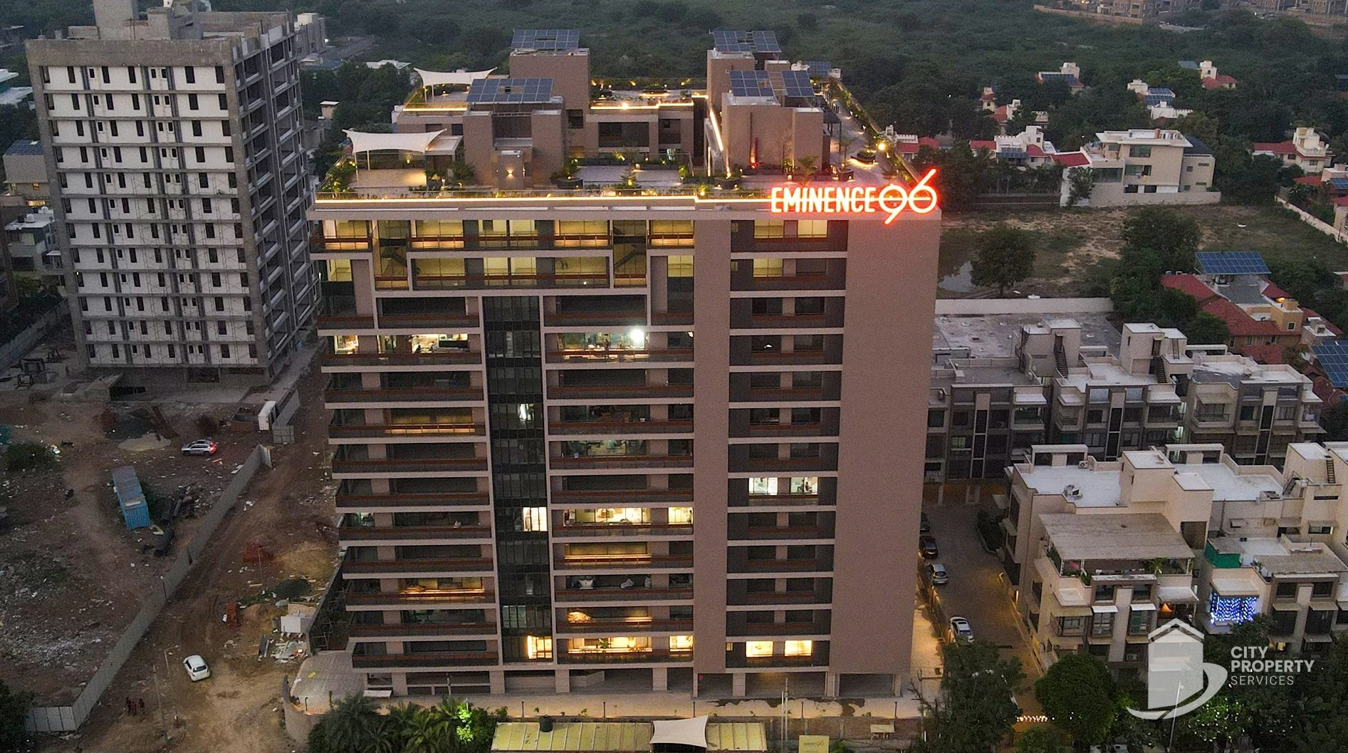 Eminence 96, Thaltej, night view | City Property Services