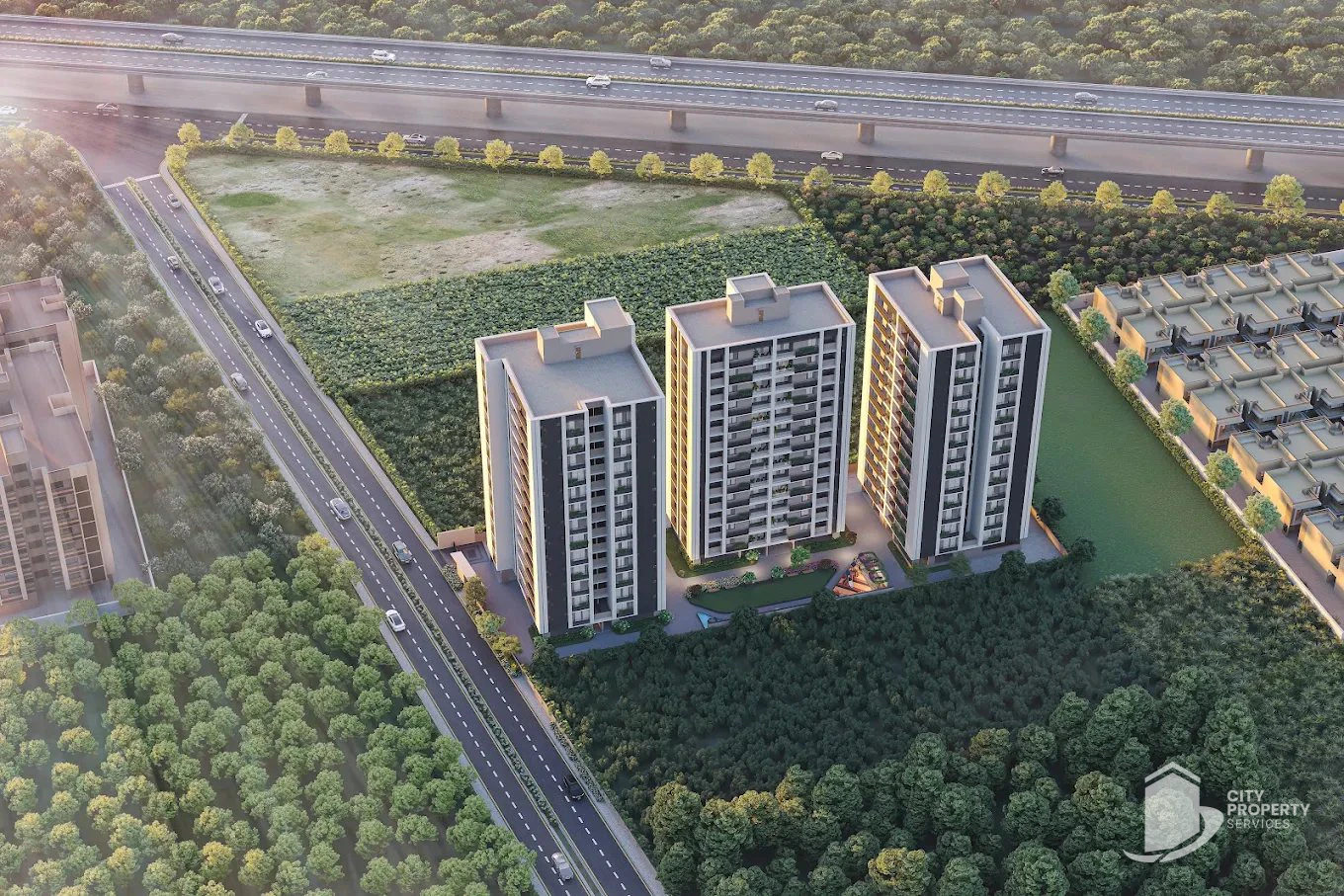Kadamb Lavish, Vaishnodevi Circle, aerial view | City Property Services