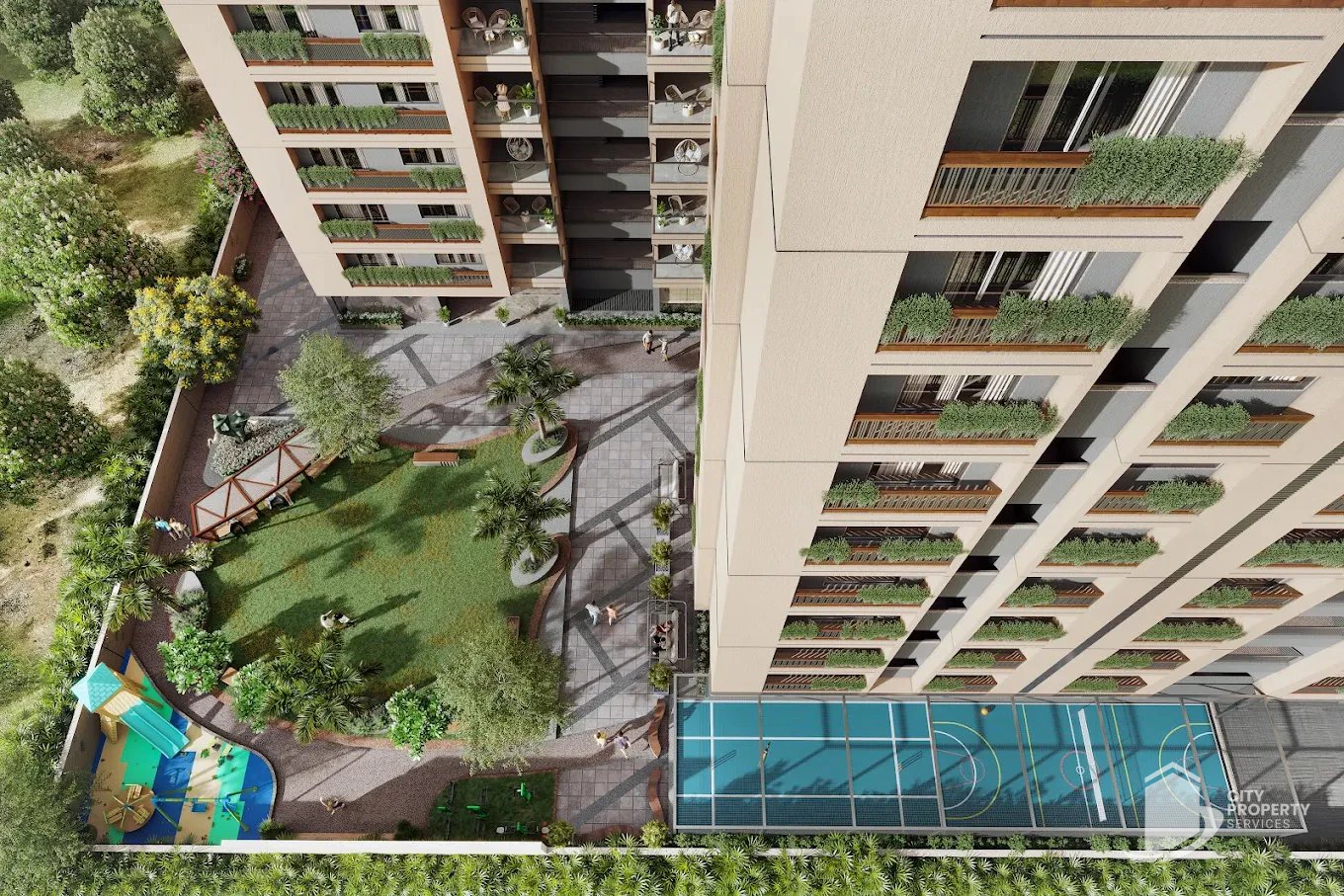 Keshvam Clifton, Vaishnodevi Circle, aerial view | City Property Services