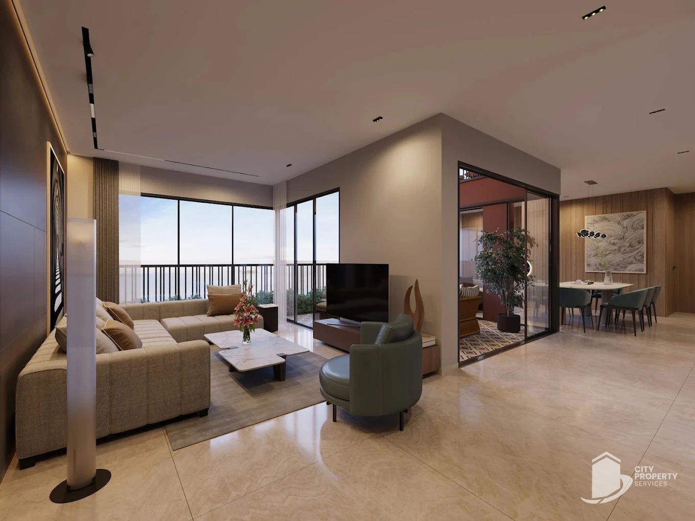 Panache, Vaishnodevi Circle, living room | City Property Services