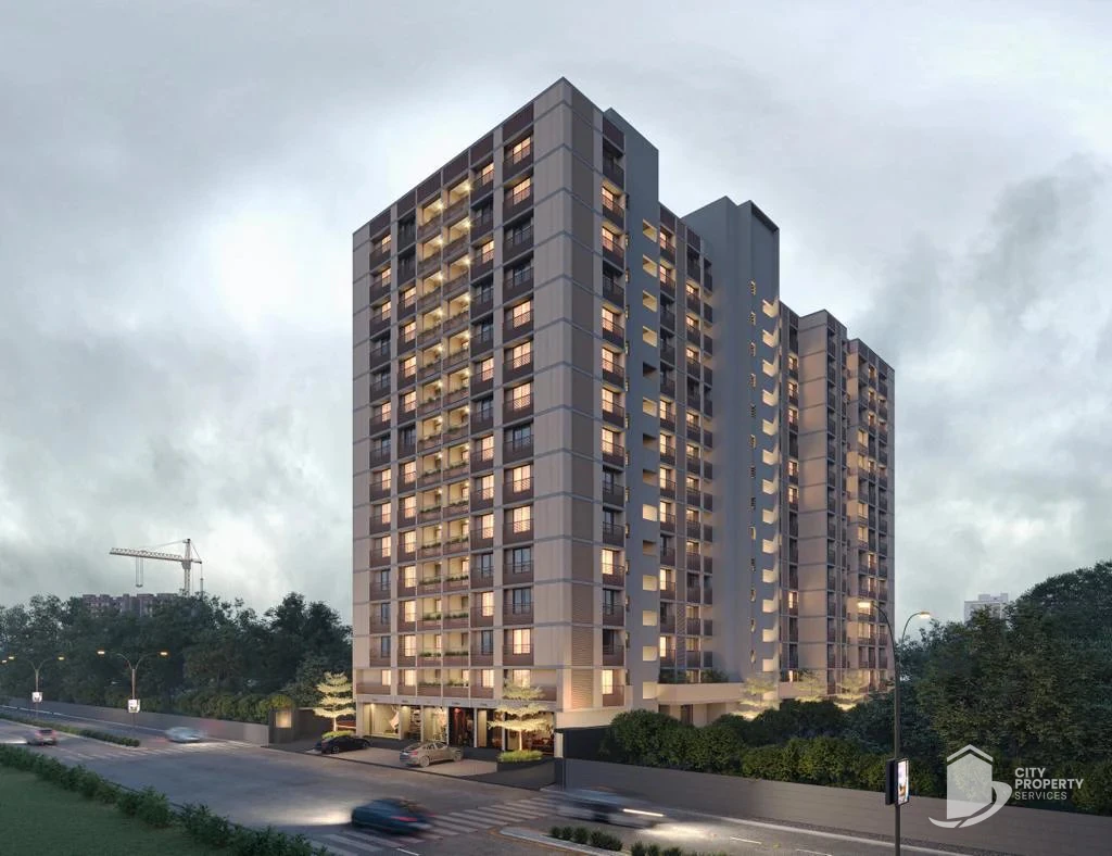 Sarva One26, Vaishnodevi Circle, night view | City Property Services