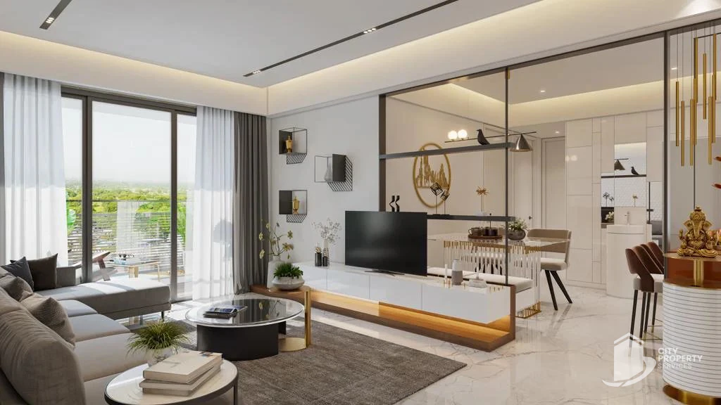Sarva One26, Vaishnodevi Circle, living room | City Property Services