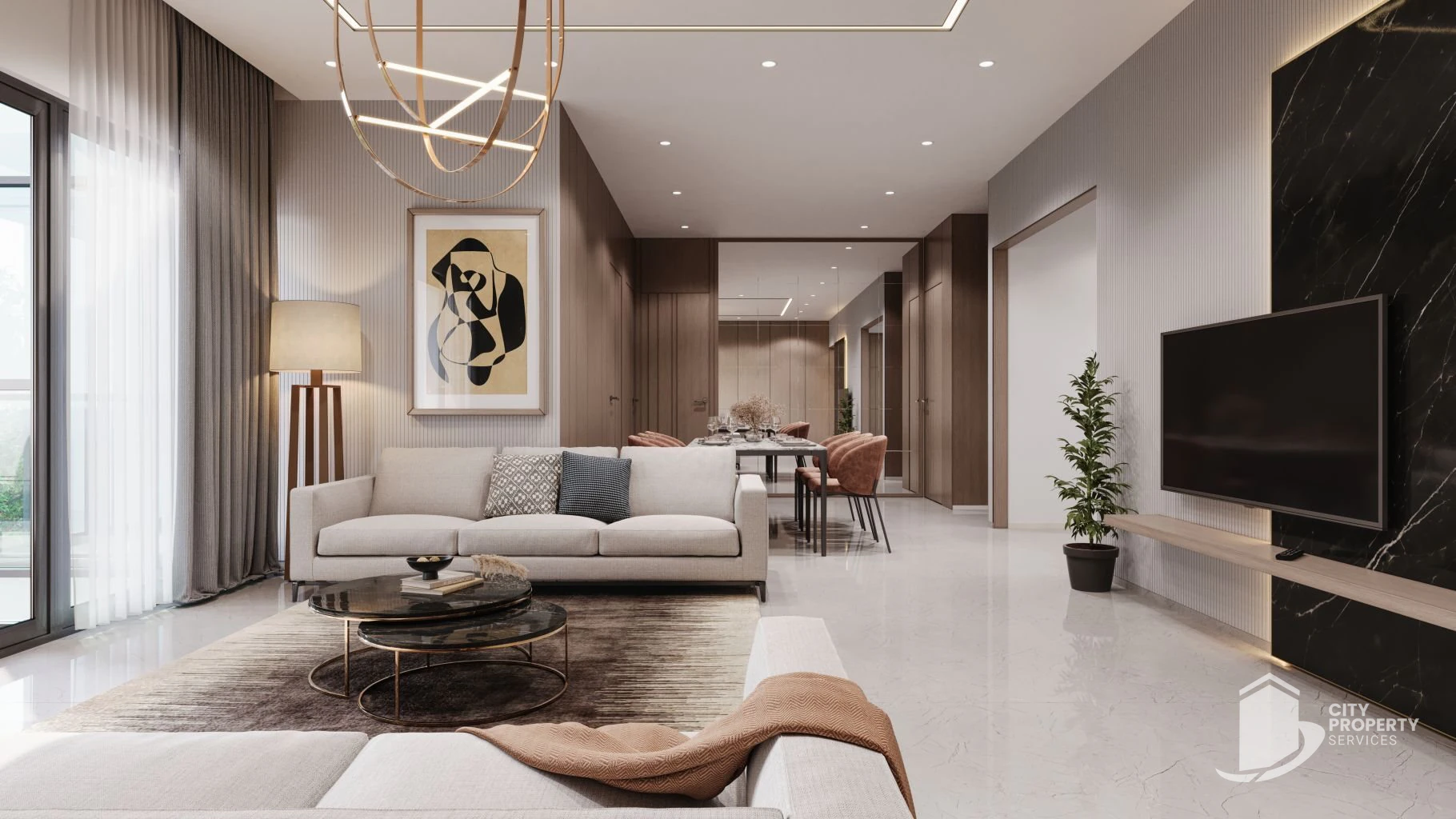 Satatya Syril 2, Vaishnodevi Circle, living room | City Property Services