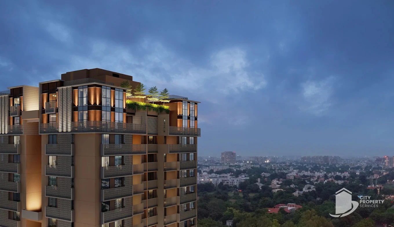 Sharanya Skyvue, Thaltej, night view | City Property Services