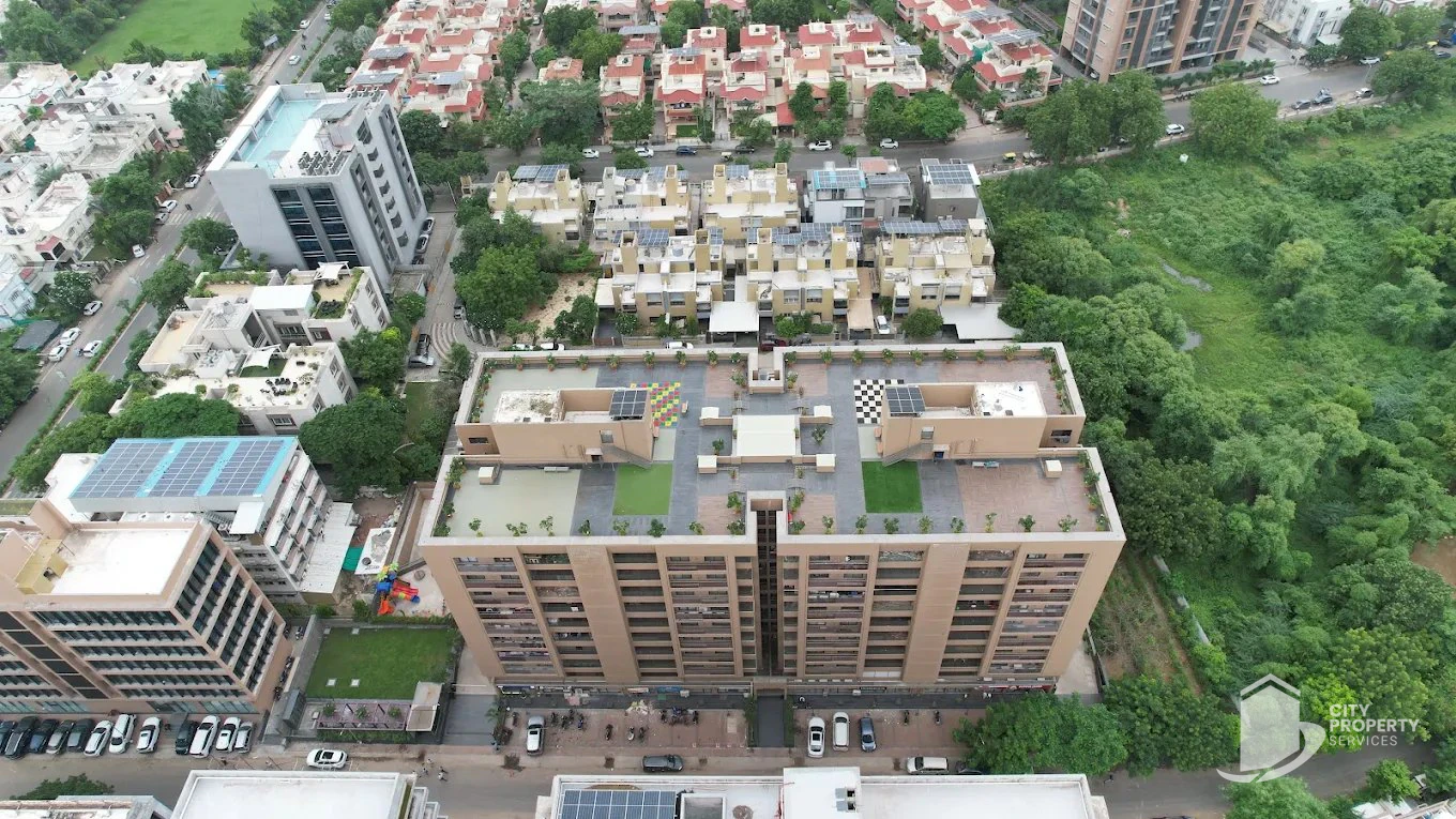 Shilp Paradise, Sindhu Bhavan Road, aerial view | City Property Services