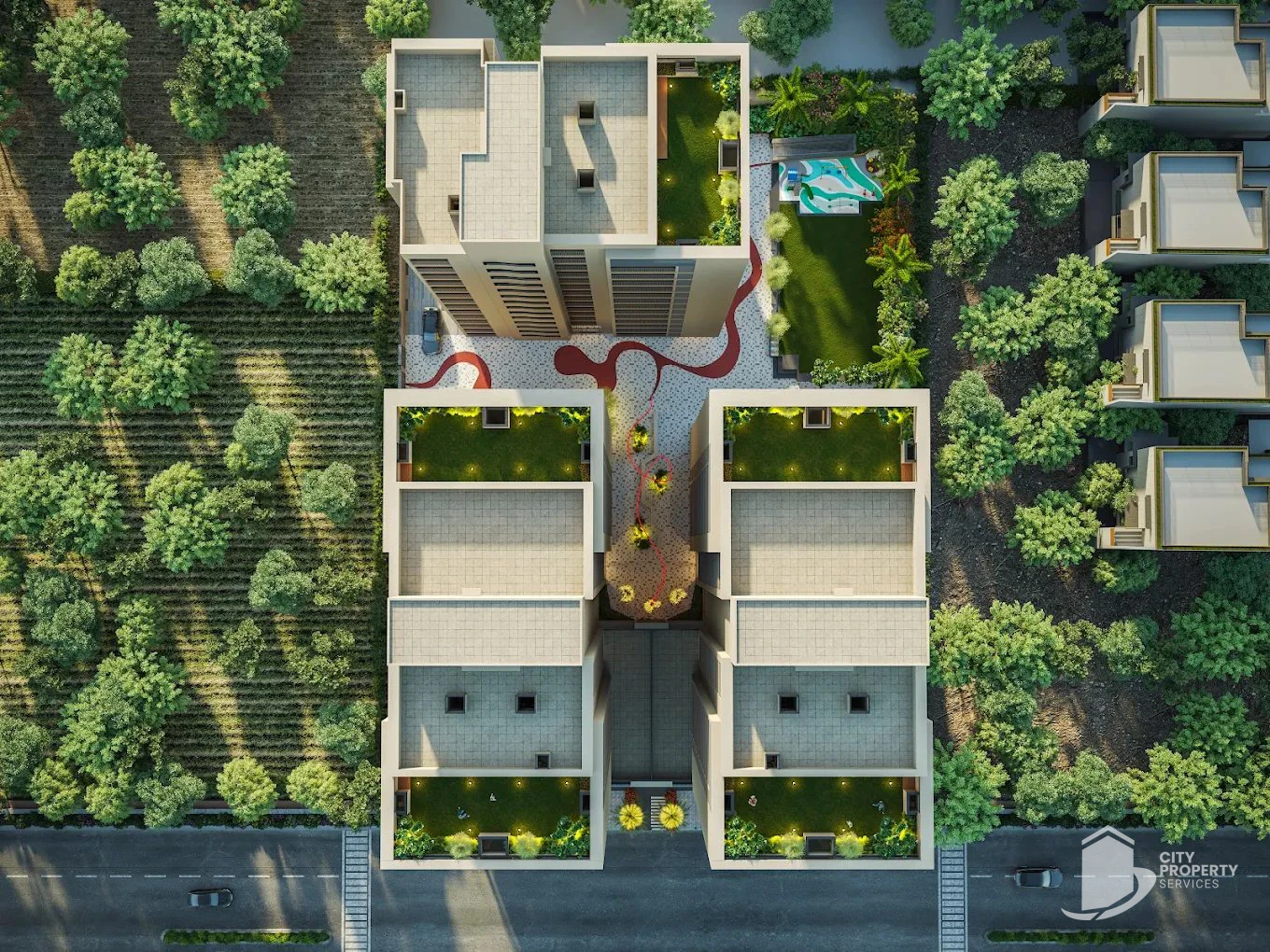 Shivaan Serenity, Tragad, aerial view | City Property Services