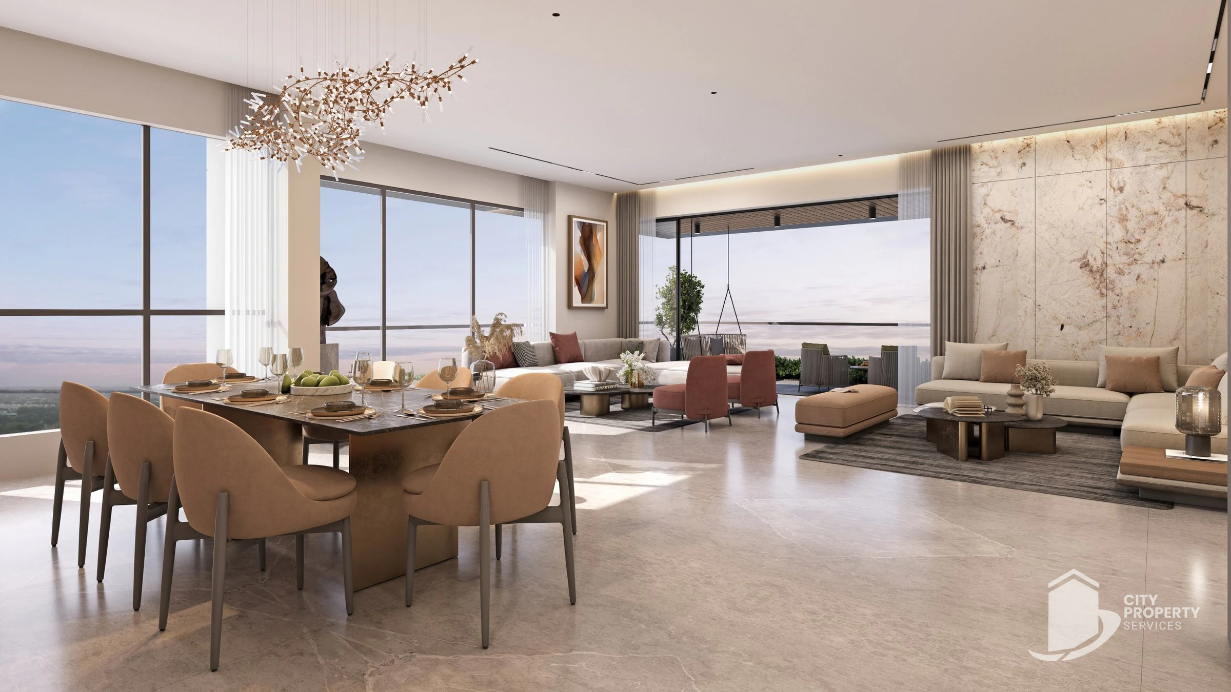The Beaumonde, Thaltej, living room | City Property Services
