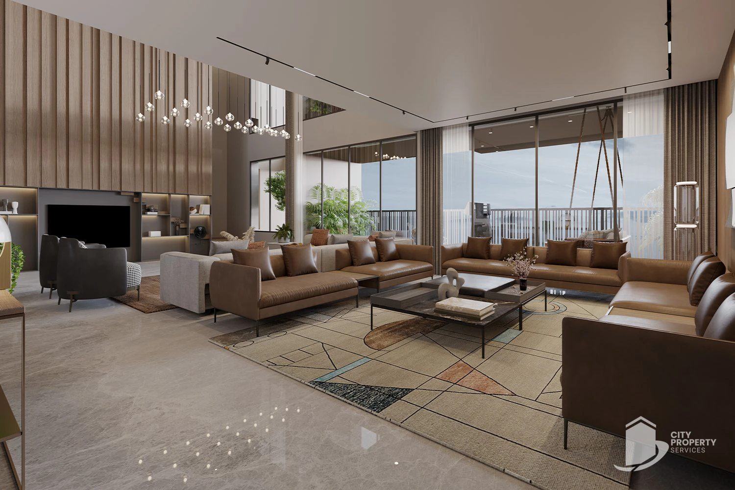 The Gold Sky Villa, Science City, living room | City Property Services