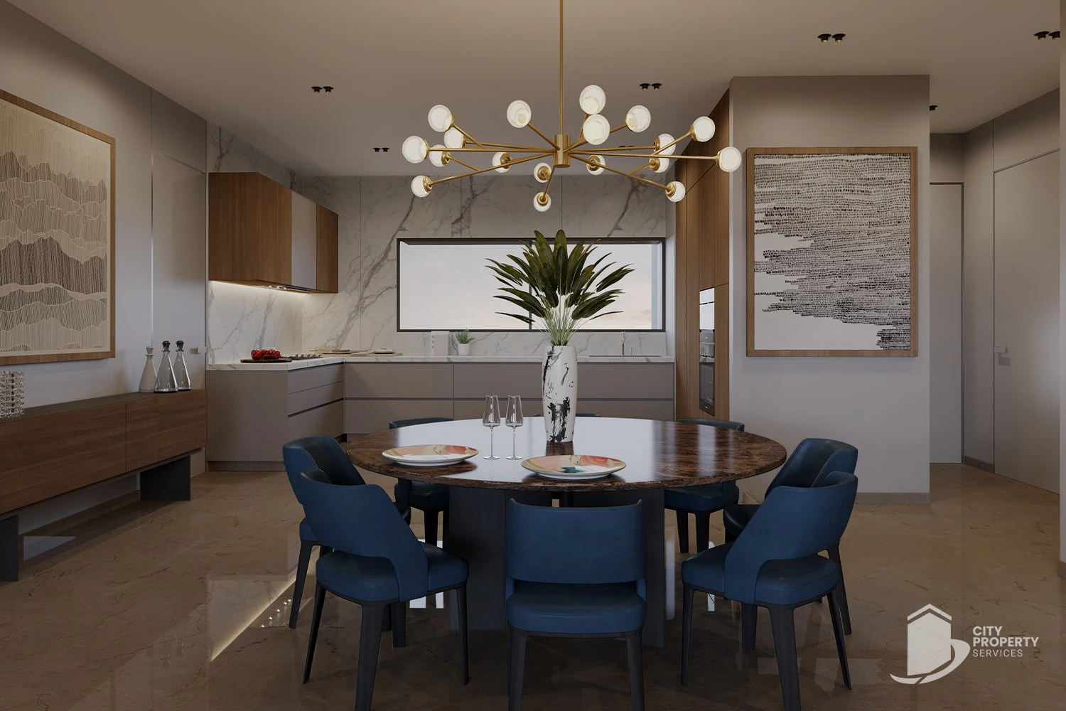 The Gold Sky Villa, Science City, dining | City Property Services