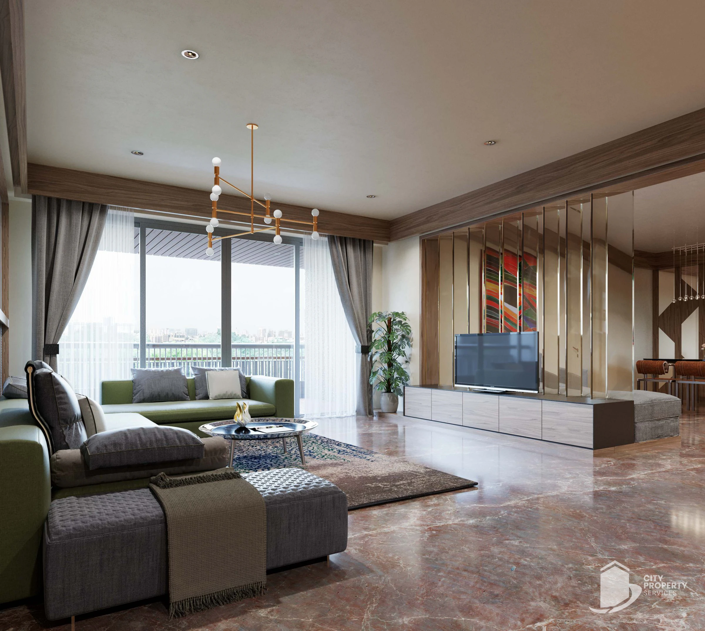 The Indus, Sindhu Bhavan Road, living room | City Property Services