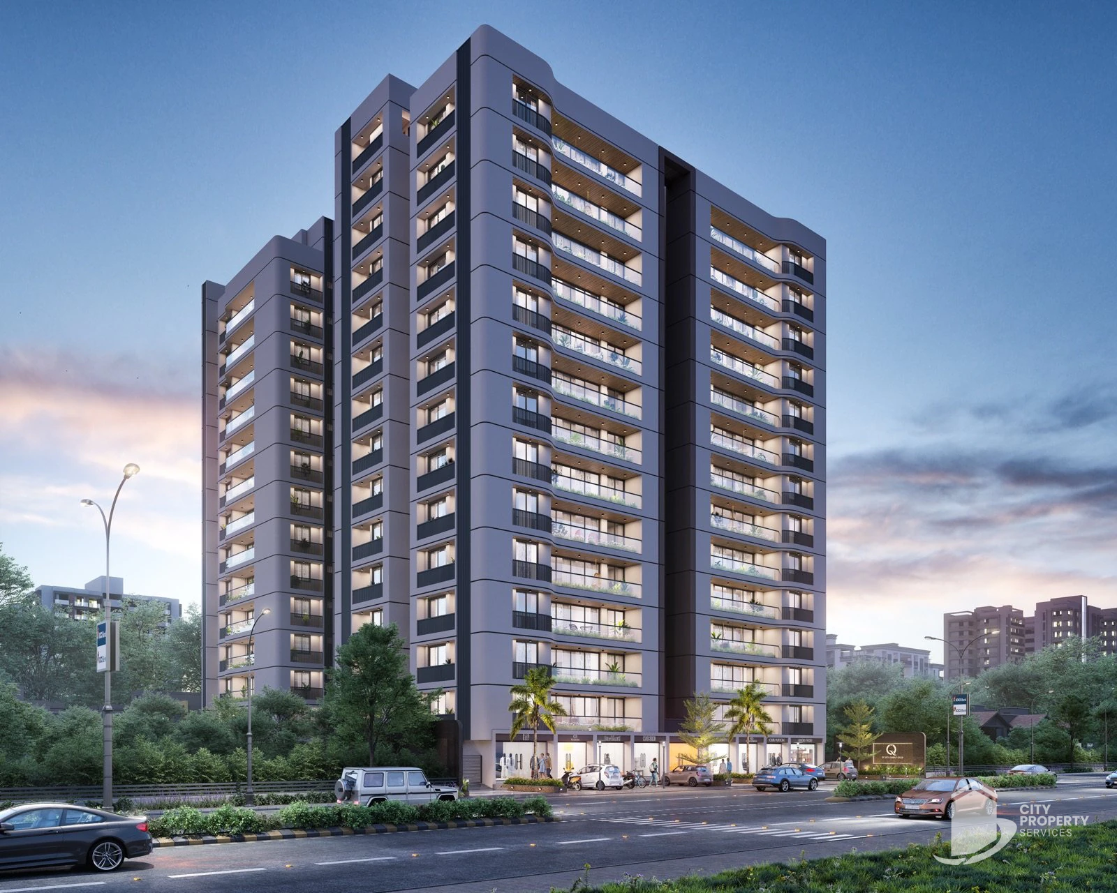 The Q, Vaishnodevi Circle, night view | City Property Services