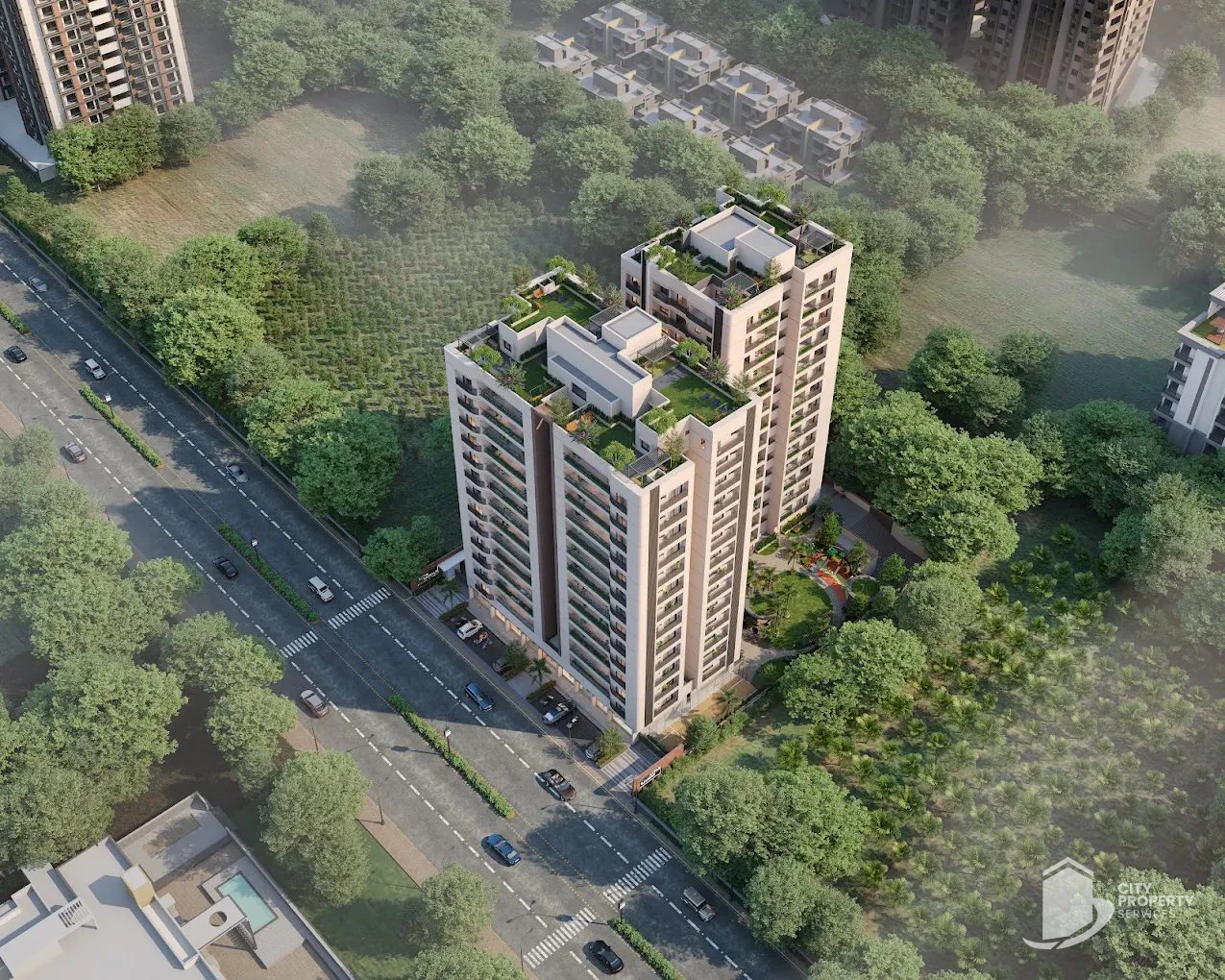 The Q, Vaishnodevi Circle, aerial view | City Property Services