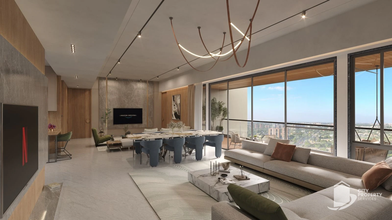 Times Trinity, Thaltej, living room | City Property Services