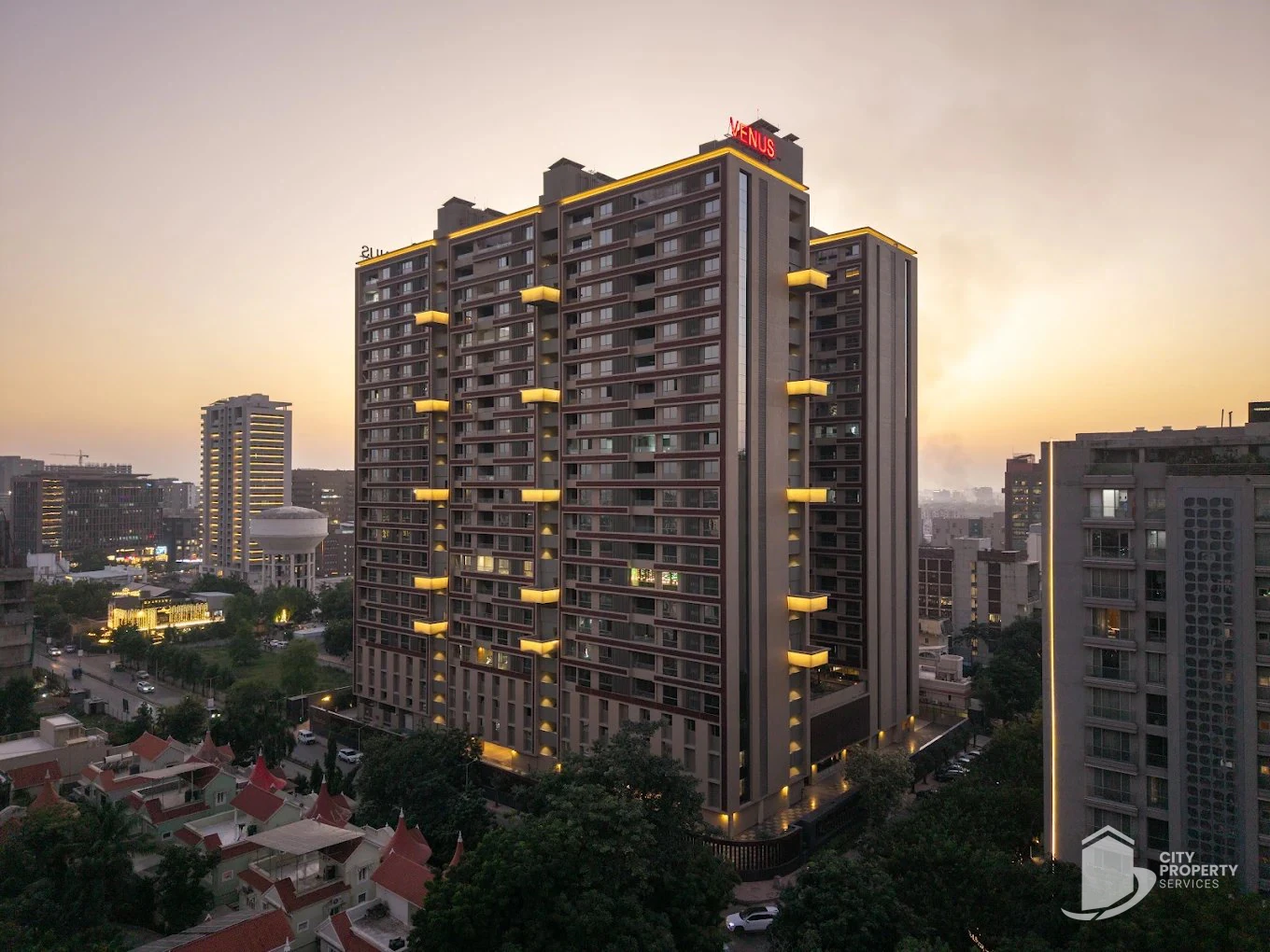 Venus Pashmina, Bodakdev, night view | City Property Services