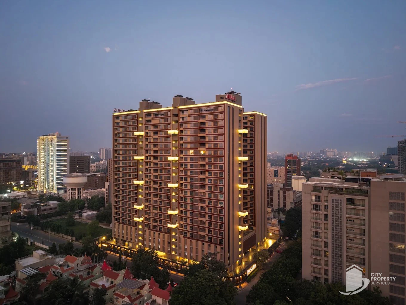 Venus Pashmina, Bodakdev, night view | City Property Services
