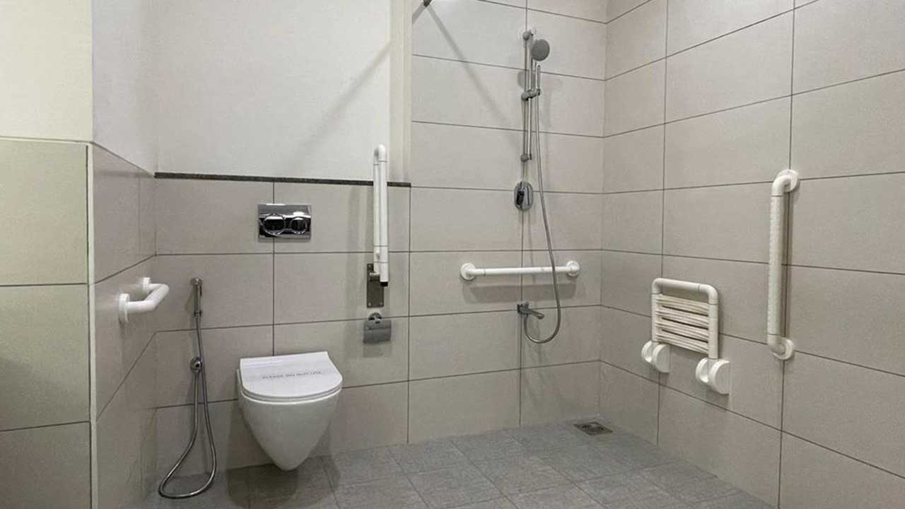 Ikaria, Adani Shantigram — Shower Seat and Grab Bars in the Primary Washroom (developer image)