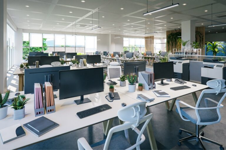 modern business office interior, 3d rendering